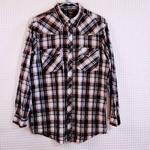 Sportier Shirt Men Plaid snap pearl onyx close Long Sleeve Western Casual Large